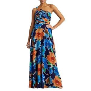 Lauren Ralph Lauren One Shoulder Floral Dress - Blue and Orange